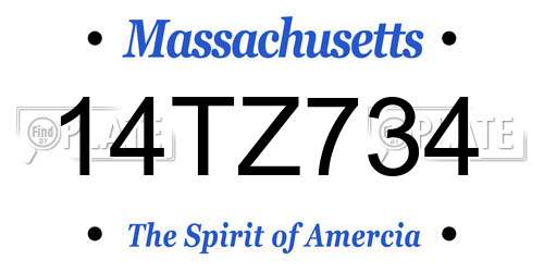 14TZ734 Massachusetts License Plate