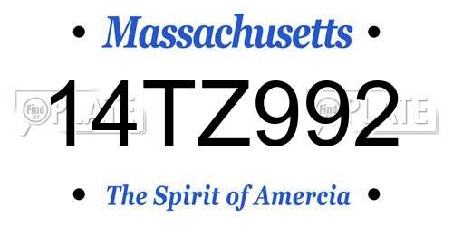 14TZ992 Massachusetts License Plate