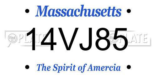14VJ85 Massachusetts License Plate