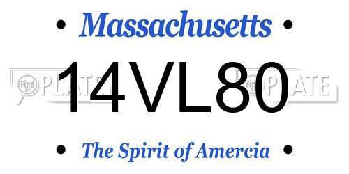 14VL80 Massachusetts License Plate