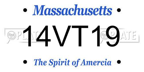 14VT19 Massachusetts License Plate