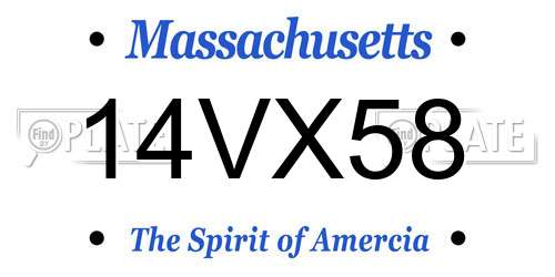 14VX58 Massachusetts License Plate