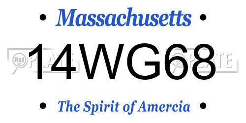 14WG68 Massachusetts License Plate