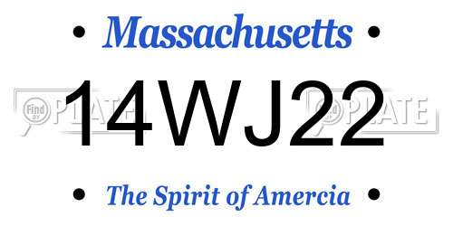 14WJ22 Massachusetts License Plate