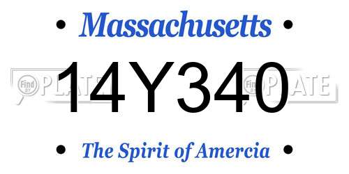 14Y340 Massachusetts License Plate