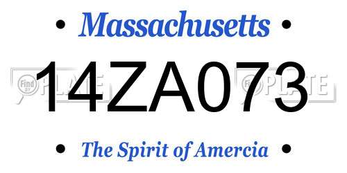 14ZA073 Massachusetts License Plate