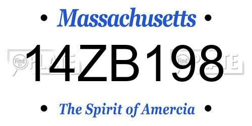 14ZB198 Massachusetts License Plate