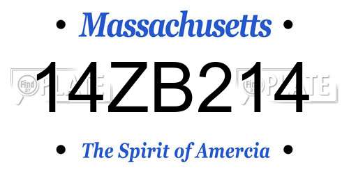 14ZB214 Massachusetts License Plate