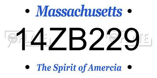 14ZB229 Massachusetts License Plate