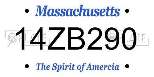 14ZB290 Massachusetts License Plate