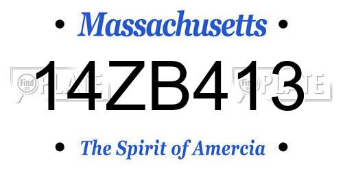 14ZB413 Massachusetts License Plate