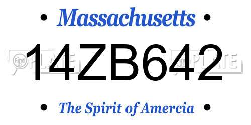 14ZB642 Massachusetts License Plate