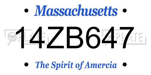 14ZB647 Massachusetts License Plate