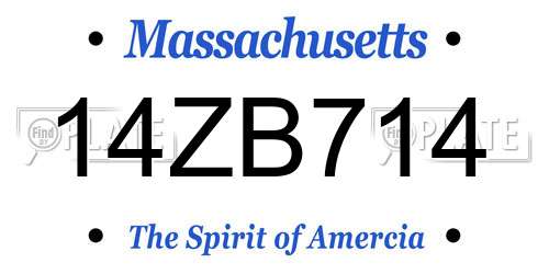 14ZB714 Massachusetts License Plate