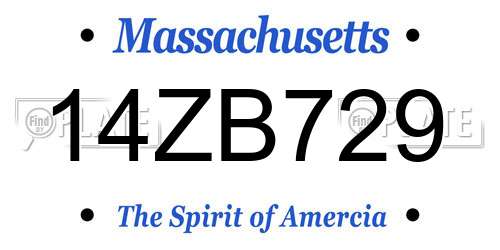 14ZB729 Massachusetts License Plate