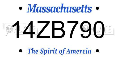 14ZB790 Massachusetts License Plate