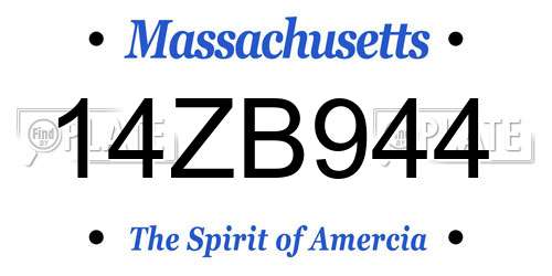 14ZB944 Massachusetts License Plate