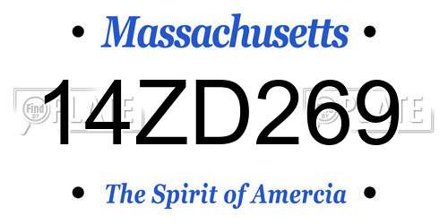 14ZD269 Massachusetts License Plate