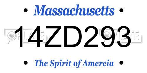 14ZD293 Massachusetts License Plate