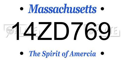 14ZD769 Massachusetts License Plate