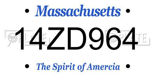 14ZD964 Massachusetts License Plate