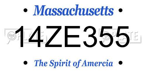 14ZE355 Massachusetts License Plate