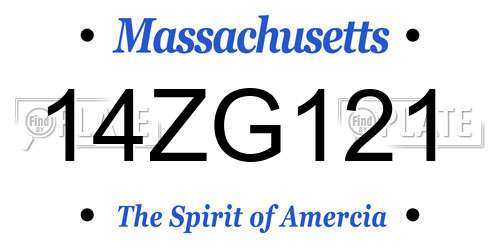 14ZG121 Massachusetts License Plate