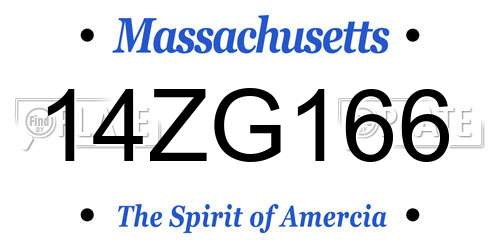 14ZG166 Massachusetts License Plate