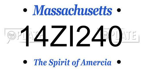 14ZI240 Massachusetts License Plate