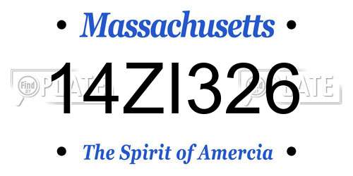 14ZI326 Massachusetts License Plate