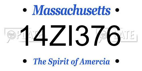 14ZI376 Massachusetts License Plate