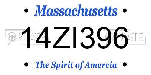 14ZI396 Massachusetts License Plate