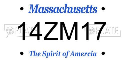 14ZM17 Massachusetts License Plate