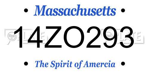 14ZO293 Massachusetts License Plate