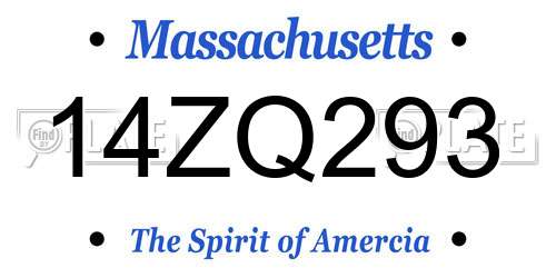 14ZQ293 Massachusetts License Plate