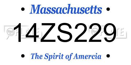 14ZS229 Massachusetts License Plate
