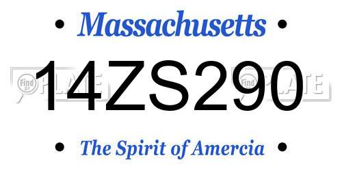 14ZS290 Massachusetts License Plate