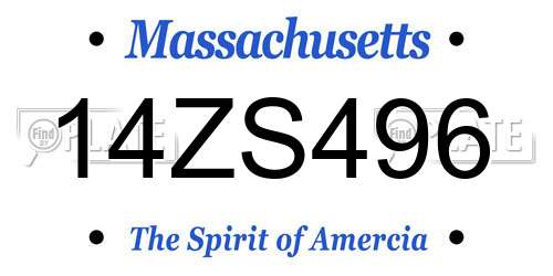 14ZS496 Massachusetts License Plate