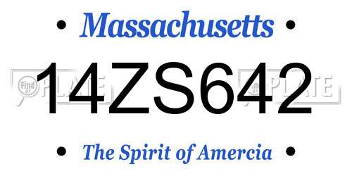 14ZS642 Massachusetts License Plate