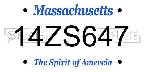 14ZS647 Massachusetts License Plate