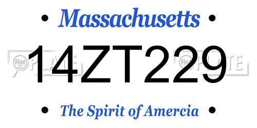 14ZT229 Massachusetts License Plate