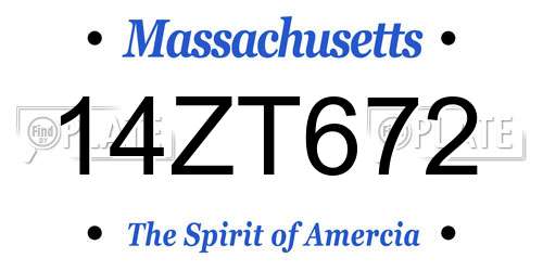 14ZT672 Massachusetts License Plate