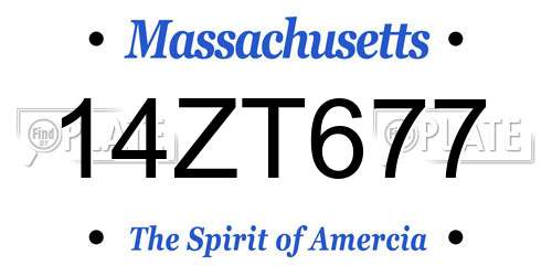 14ZT677 Massachusetts License Plate