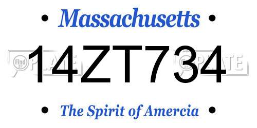 14ZT734 Massachusetts License Plate