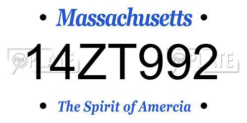 14ZT992 Massachusetts License Plate