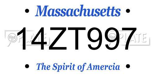 14ZT997 Massachusetts License Plate