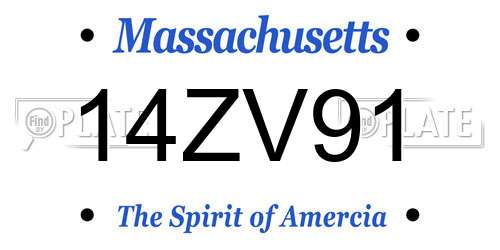 14ZV91 Massachusetts License Plate