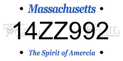 14ZZ992 Massachusetts License Plate