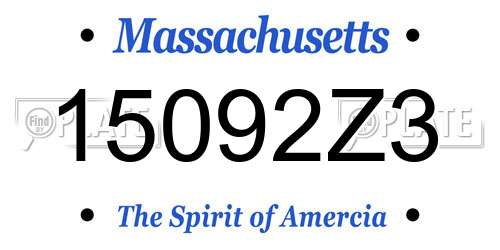 15092Z3 Massachusetts License Plate