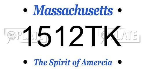 1512TK Massachusetts License Plate